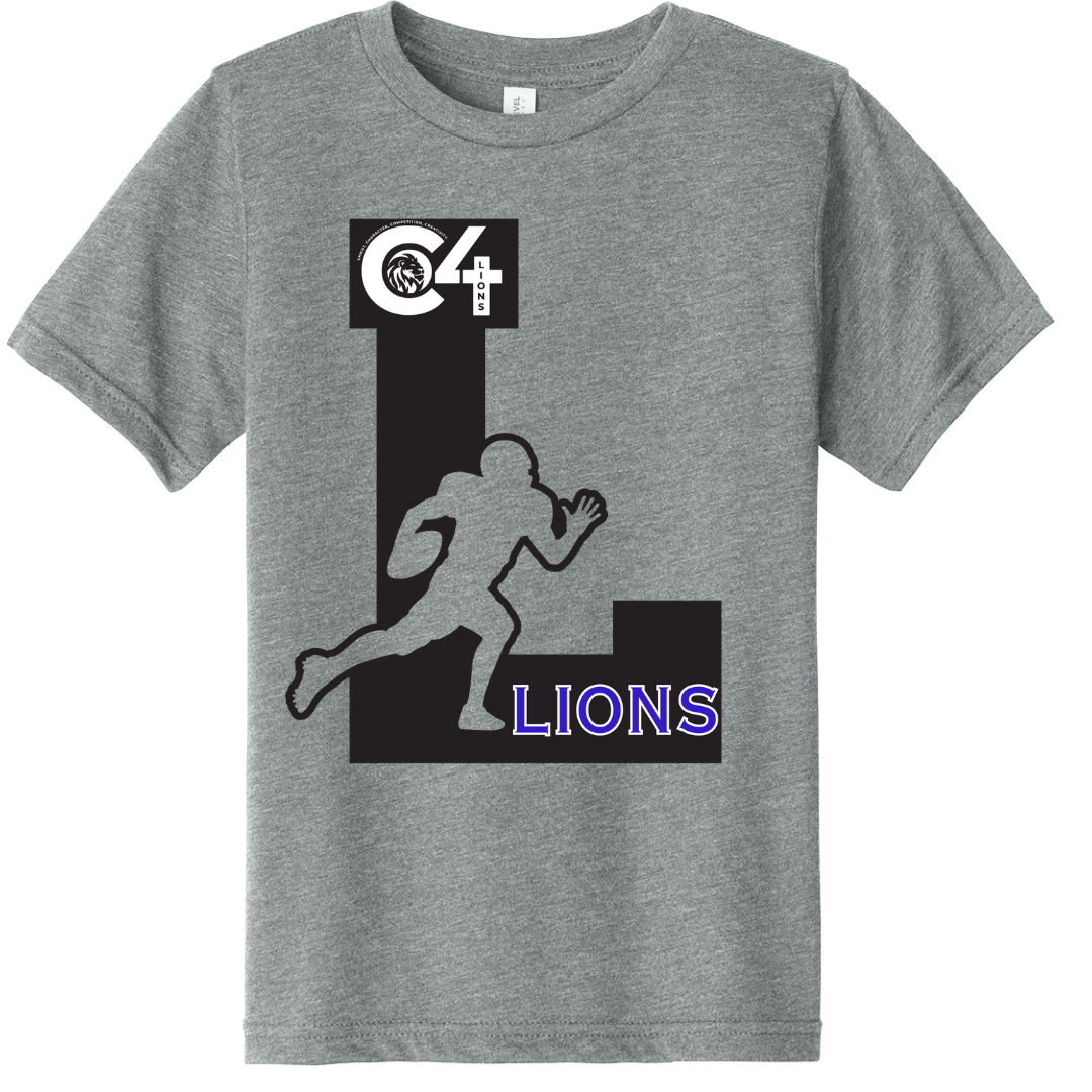 C4 Lions Football T-shirt - 'L' Football Design - Gals and Dogs Boutique Limited