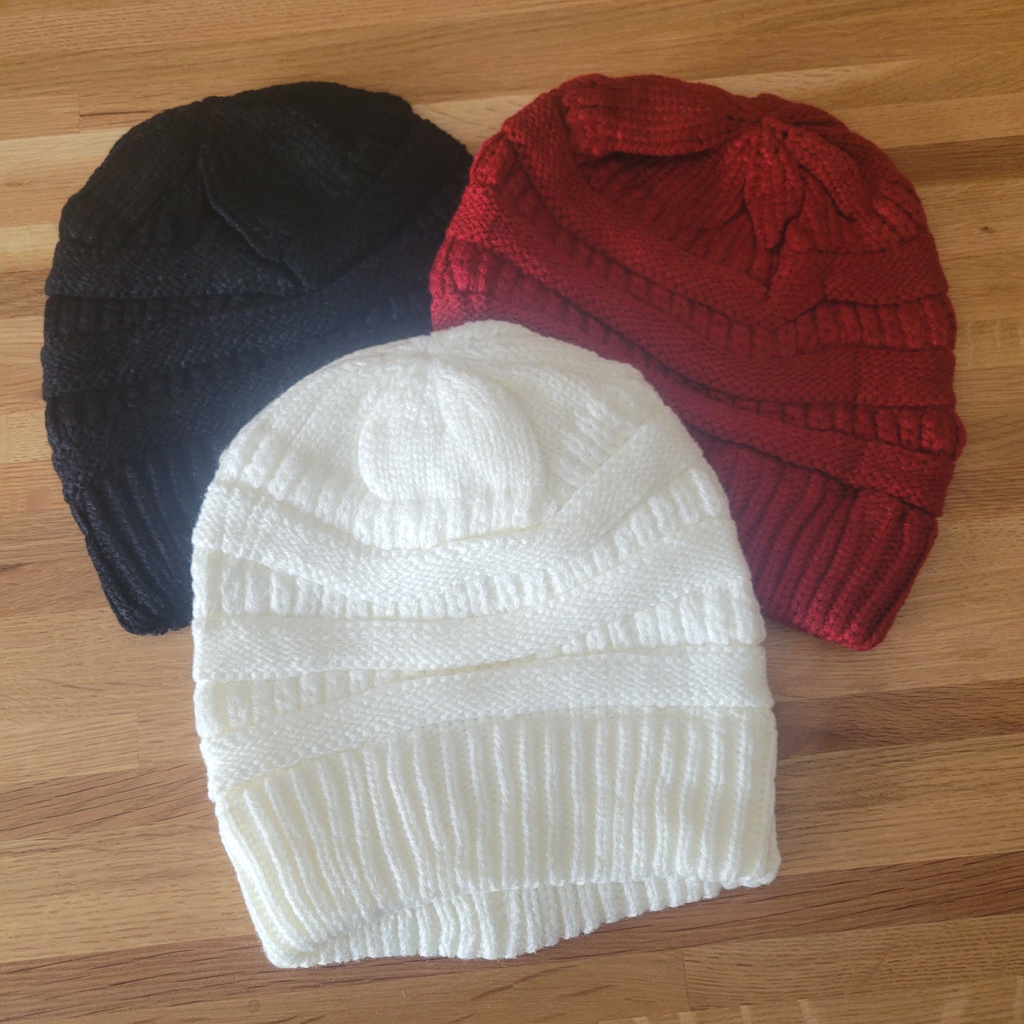 Set of 3 Criss Cross Ponytail Beanies - Gals and Dogs Boutique Limited