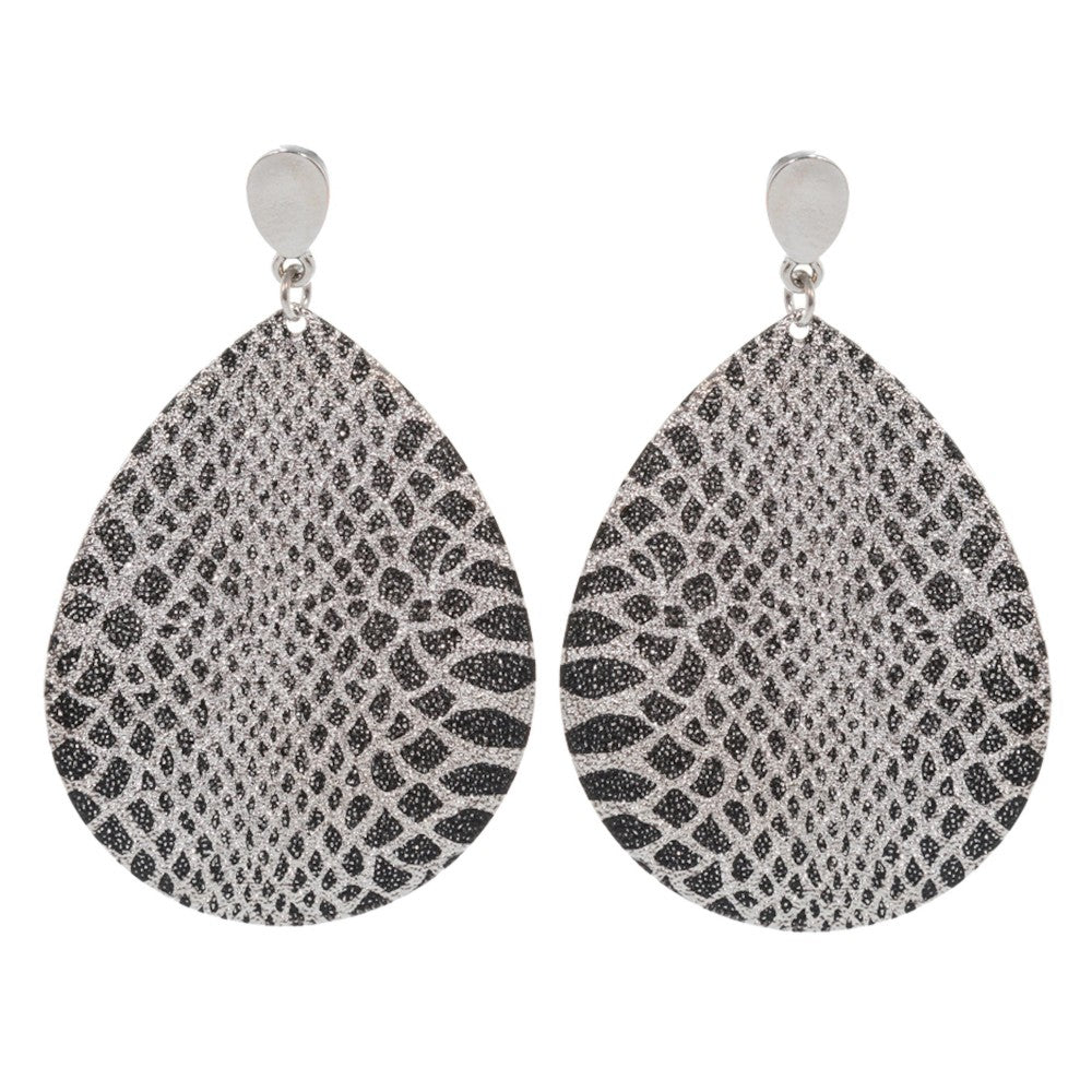 Plated Snakeskin Print Teardrop Earrings - Gals and Dogs Boutique Limited