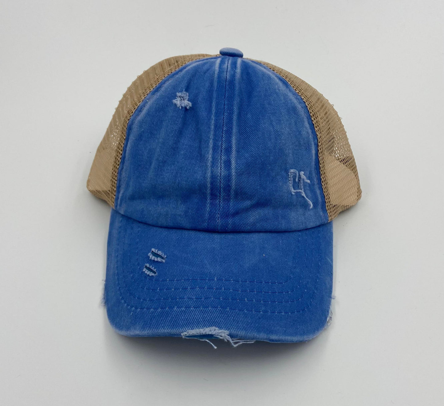 Kids C.C. Distressed Criss Cross Ponytail Hat - Gals and Dogs Boutique Limited