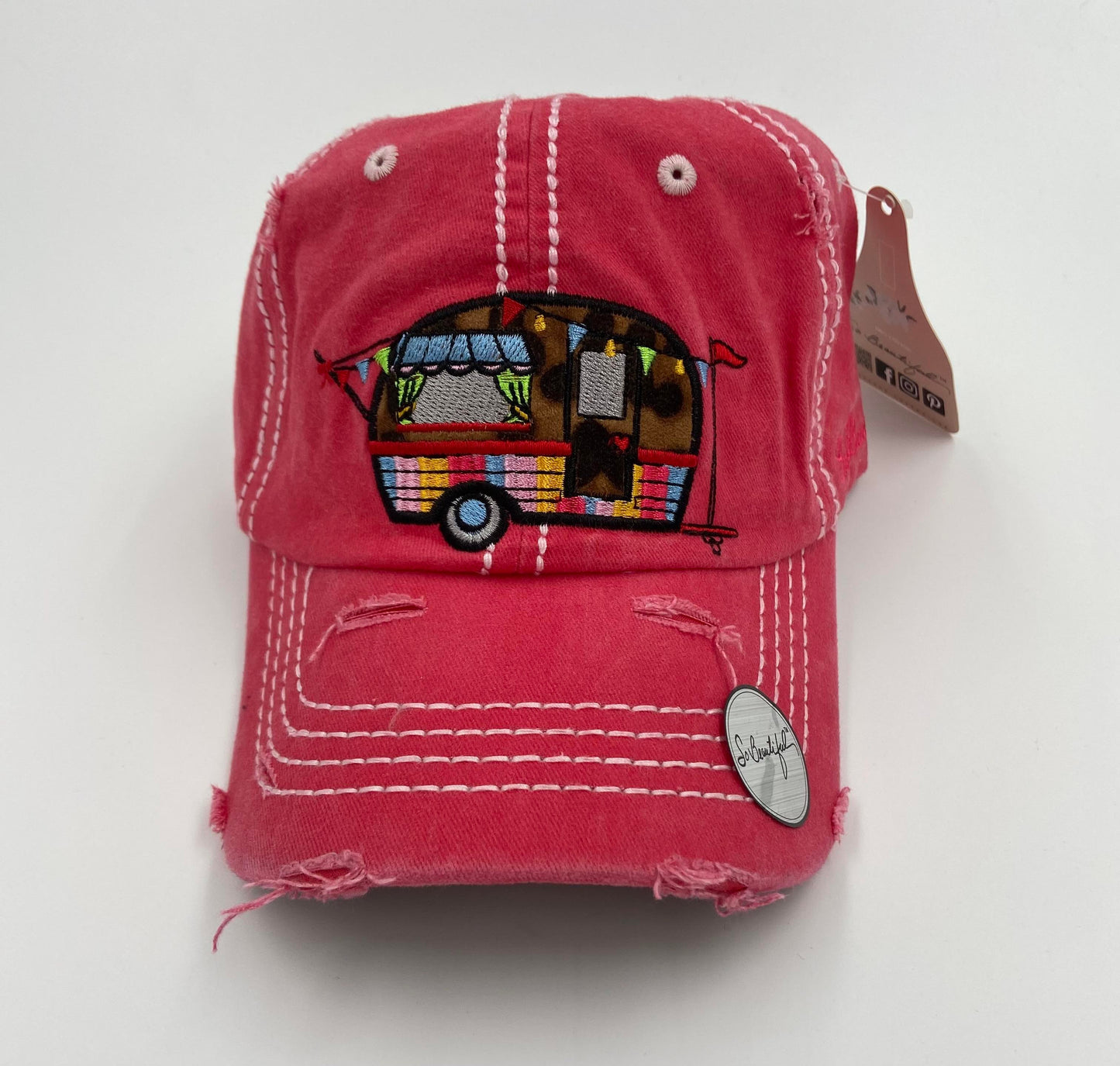 Happy camper Gray vintage ball cap - Gals and Dogs Boutique Limited