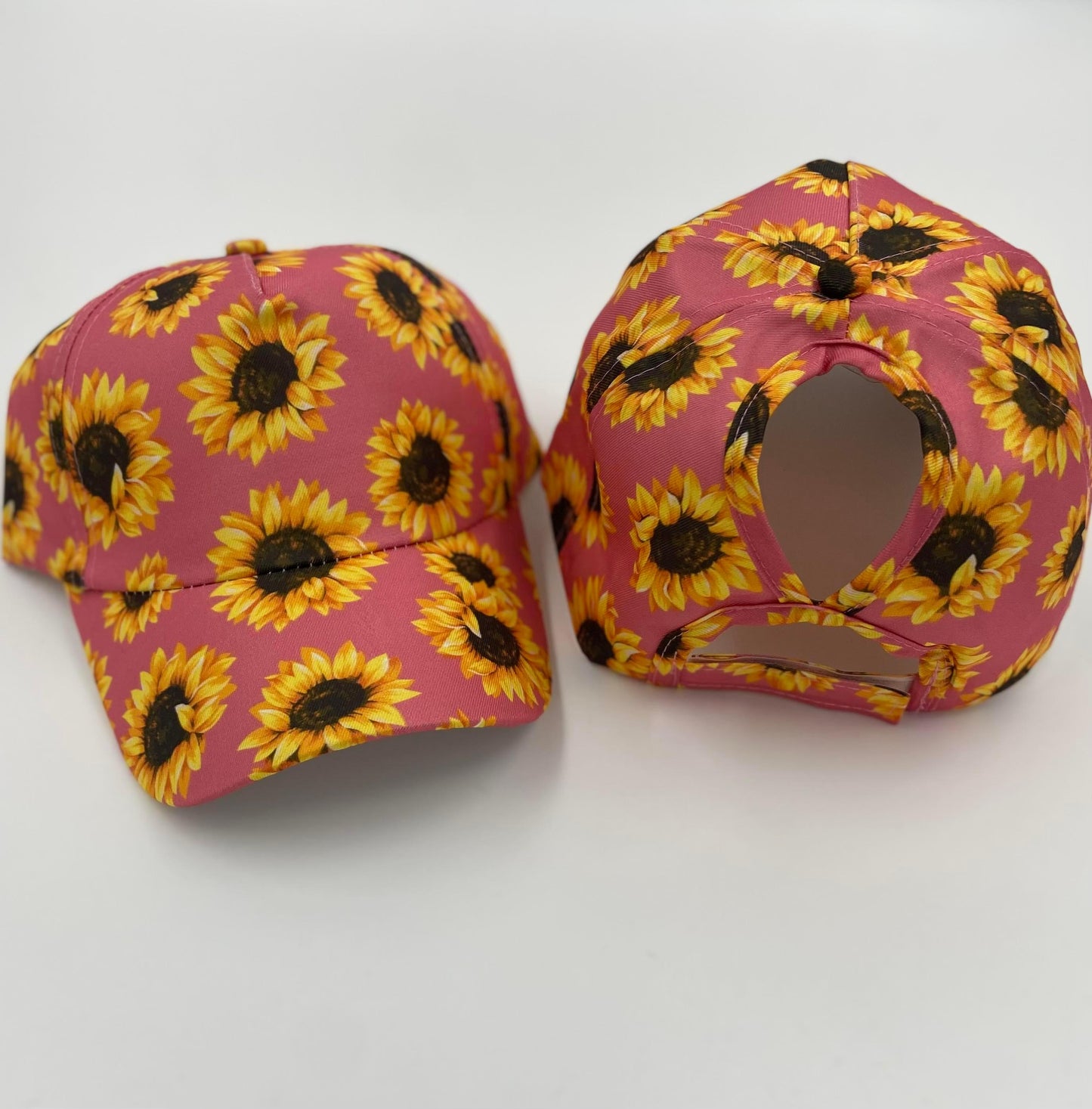 Sunflower Print High Ponytail Hat - Gals and Dogs Boutique Limited
