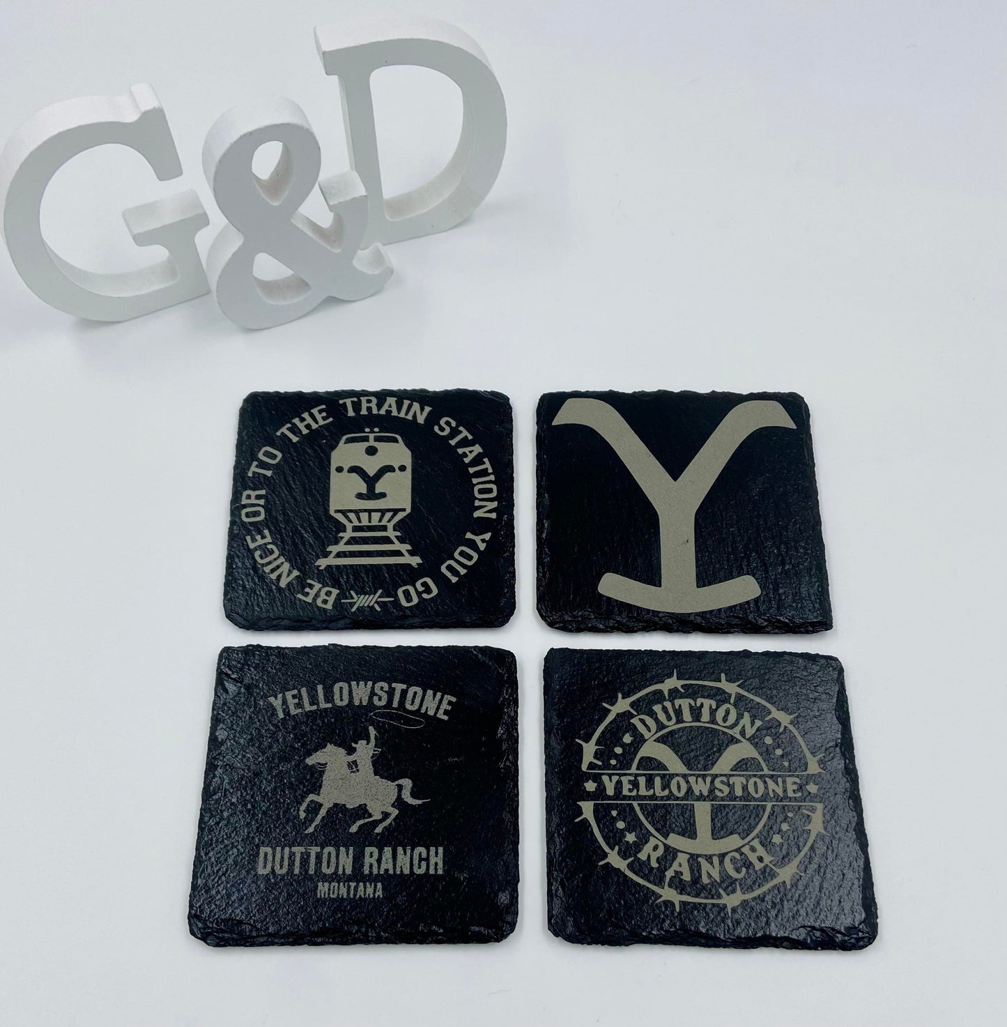 Yellowstone Engraved Slate Coaster Set - Gals and Dogs Boutique Limited