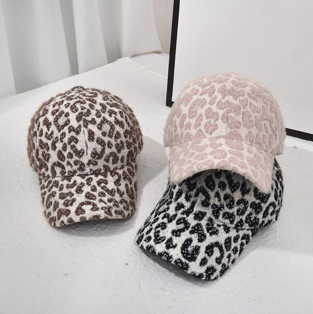 Leopard Print winter weight ball hat - 3 color options - Gals and Dogs Boutique Limited