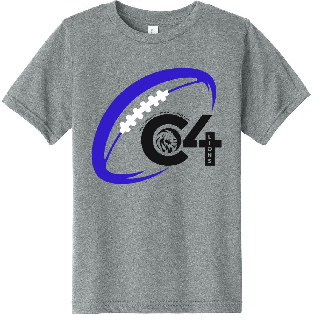 C4 Lions Spirit Wear Football with C4 Logo Gray T-shirt