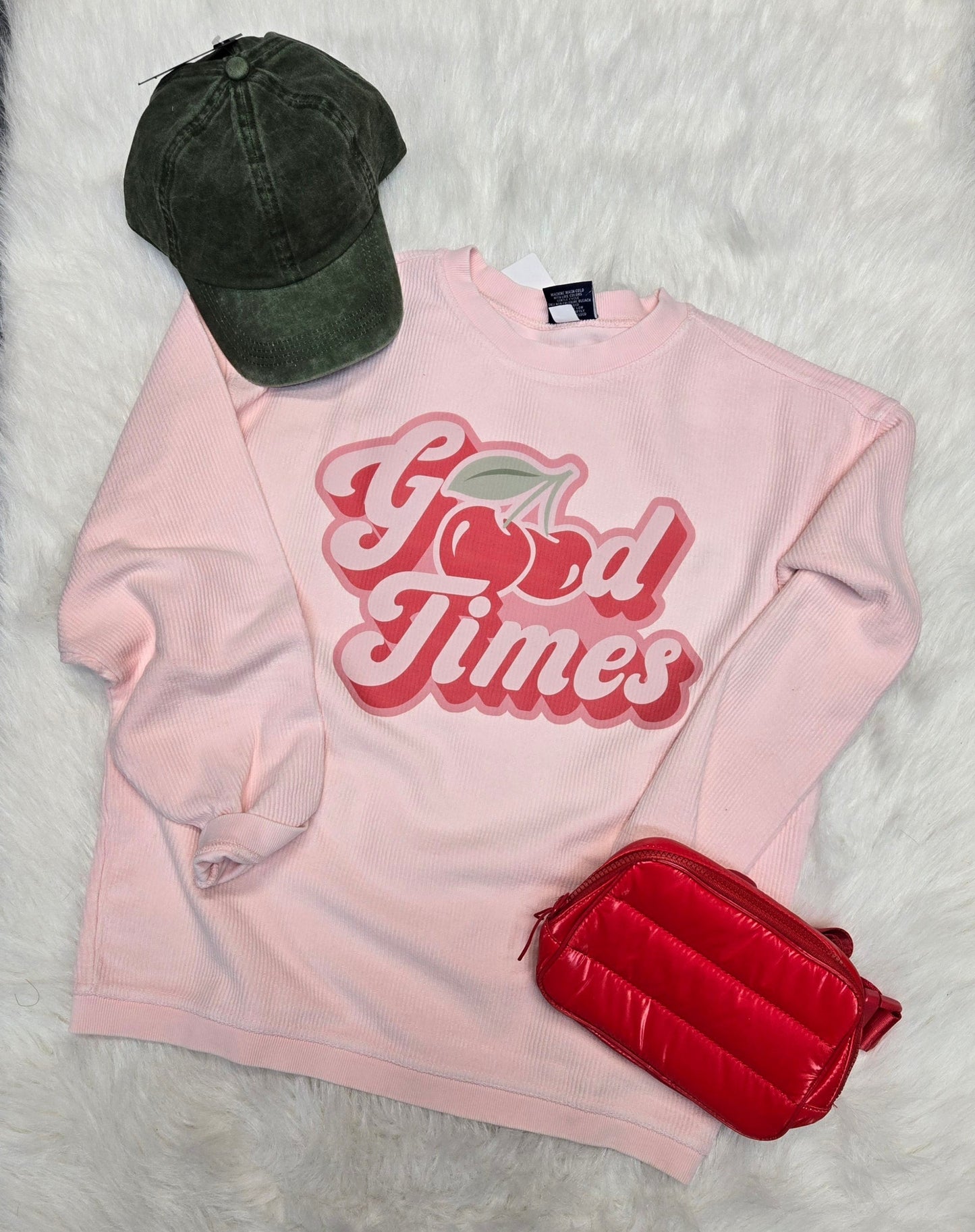 Retro Good Times Charles River Camden Oversized Corded Crew Neck Sweatshirt