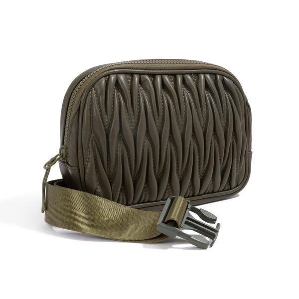 Scrunched Faux Leather Belt Bag- many color options