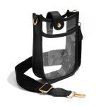 Clear PU Cross Body Bag With Faux Leather Walls and Snap Latch Closure