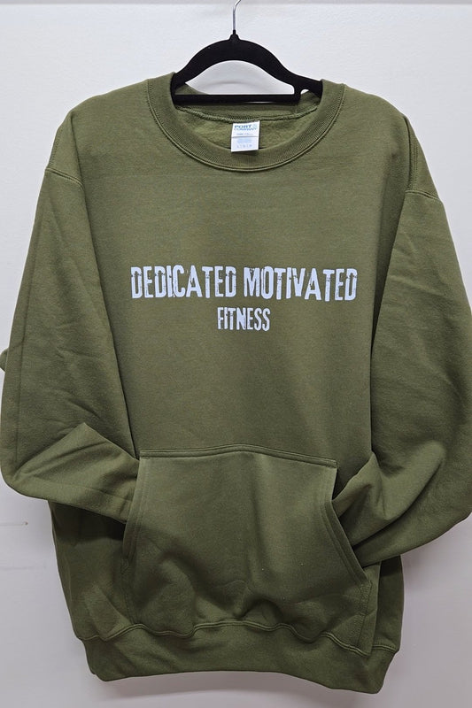 Dedicated Motivated Fitness - Distressed Logo Pocket Crewneck