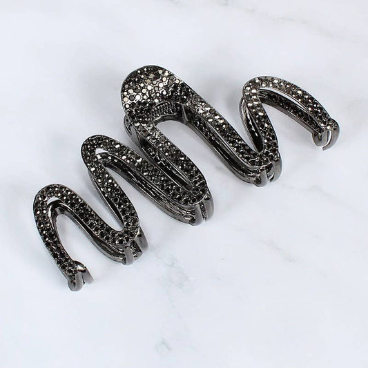 Squiggle Hair Claw Hair Clip Rhinestone / Metal / Matte: GUNMETAL-161210