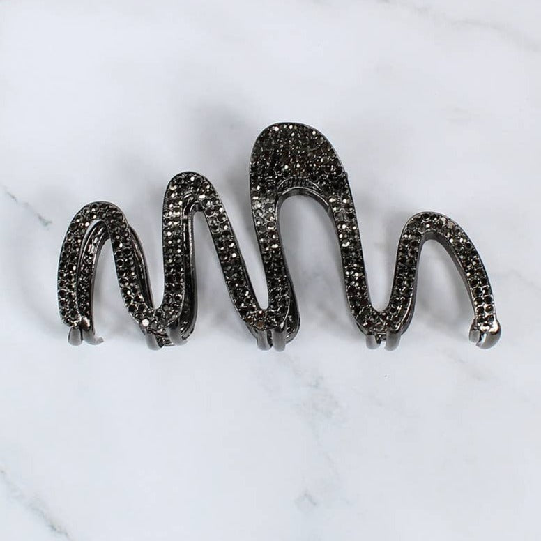 Squiggle Hair Claw Hair Clip Rhinestone / Metal / Matte: GUNMETAL-161210