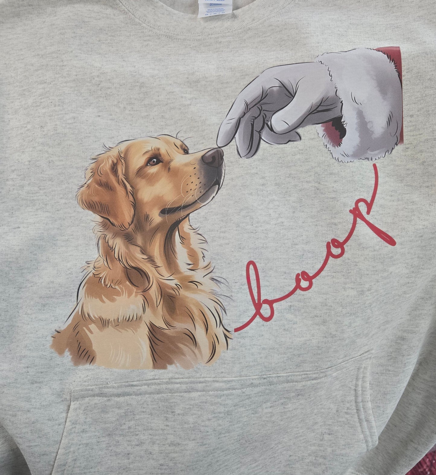 Golden Retriever Santa Boop Pocket Crewneck Sweatshirt