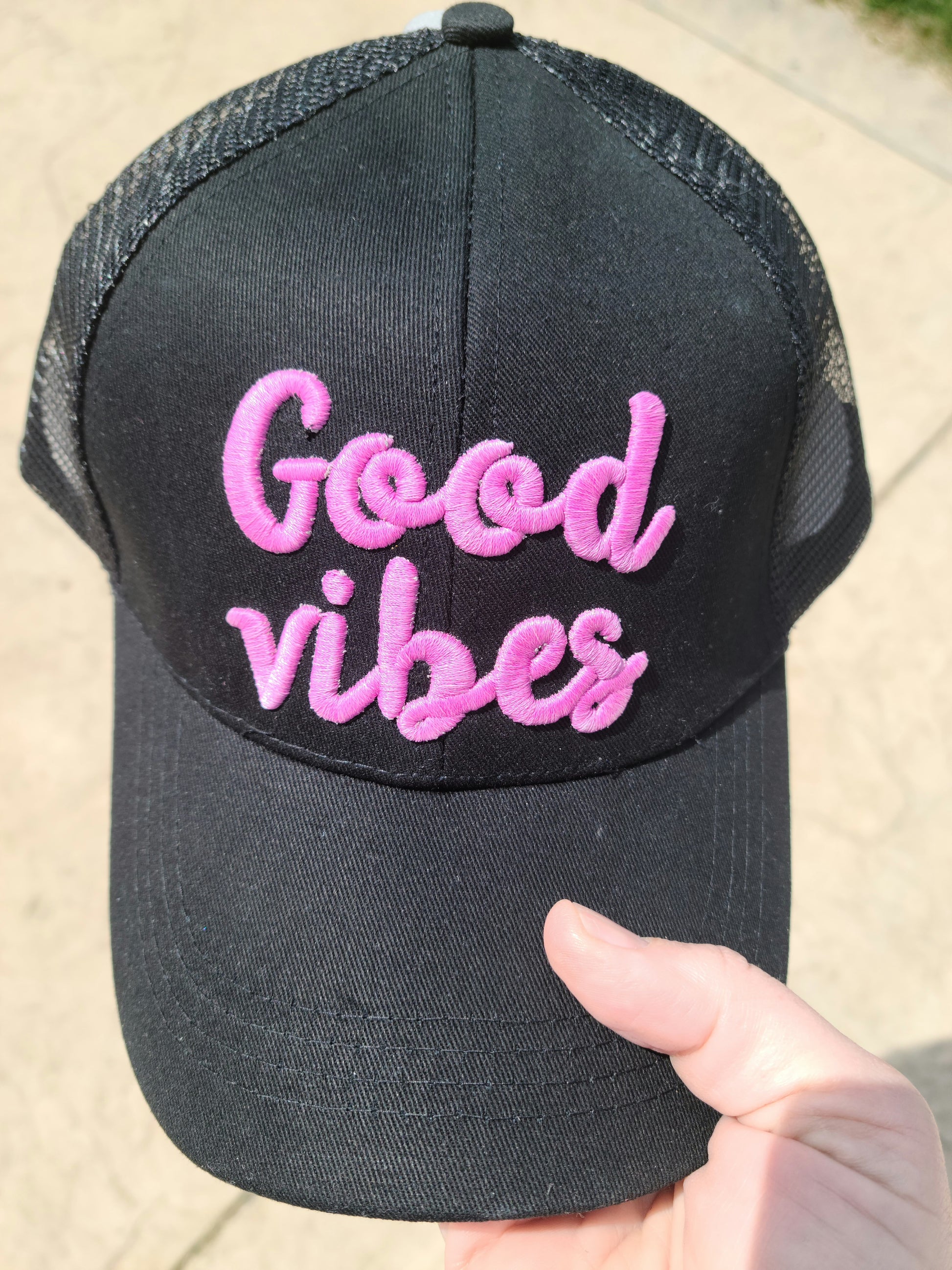 Good Vibes color changing Ponytail Hat - Gals and Dogs Boutique Limited