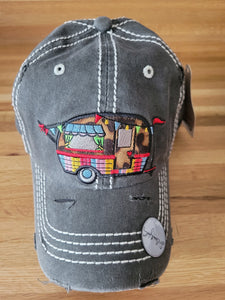 Happy camper Gray vintage ball cap - Gals and Dogs Boutique Limited
