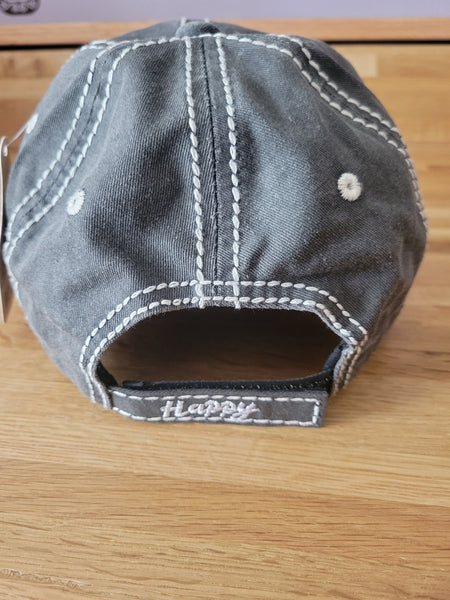 Happy camper Gray vintage ball cap - Gals and Dogs Boutique Limited
