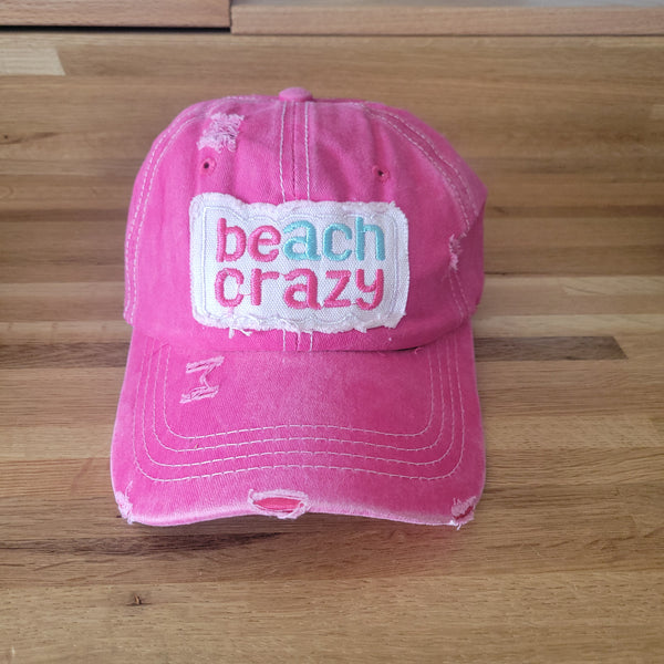 Distressed embroidered Beach Crazy Cap - Gals and Dogs Boutique Limited