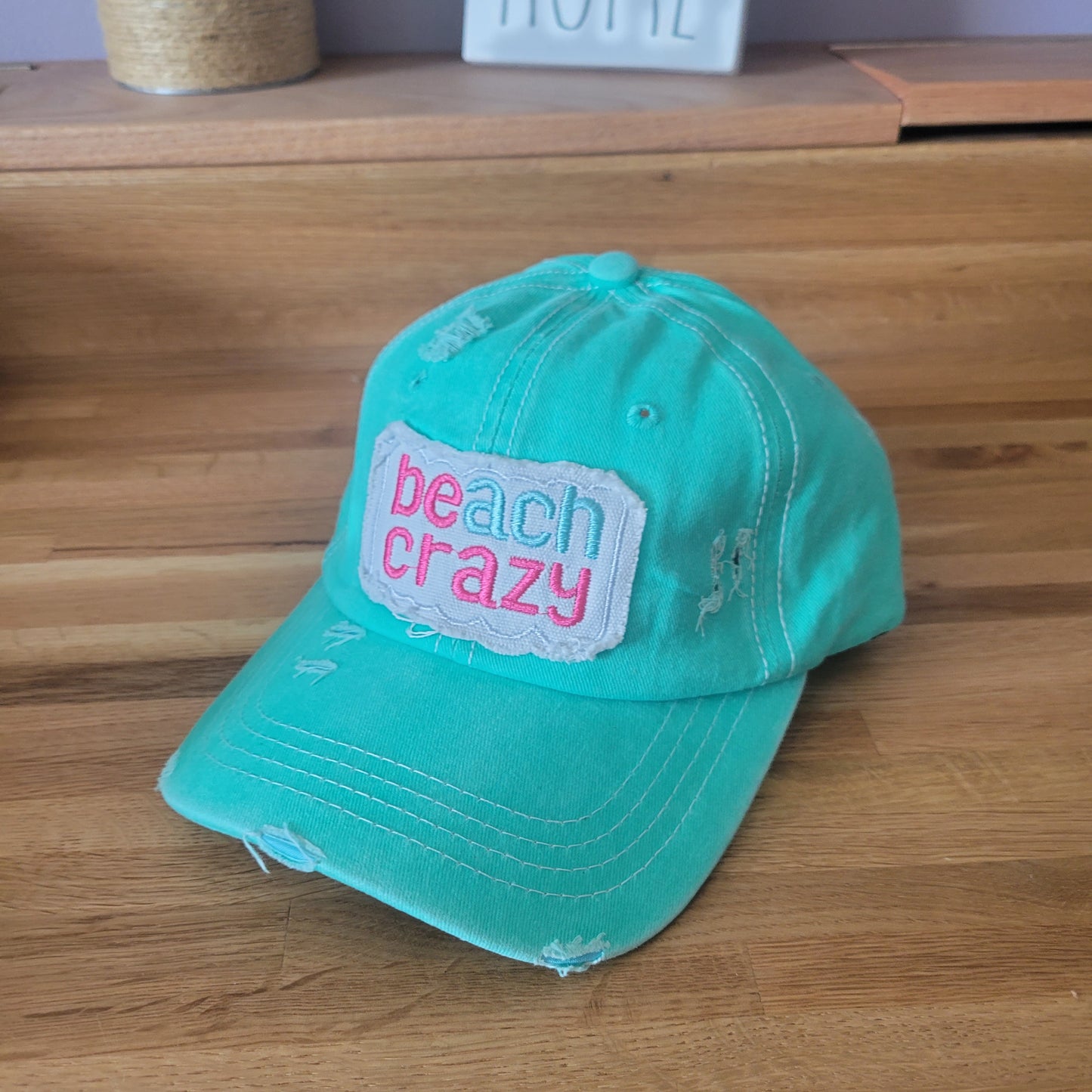 Distressed embroidered Beach Crazy Cap - Gals and Dogs Boutique Limited