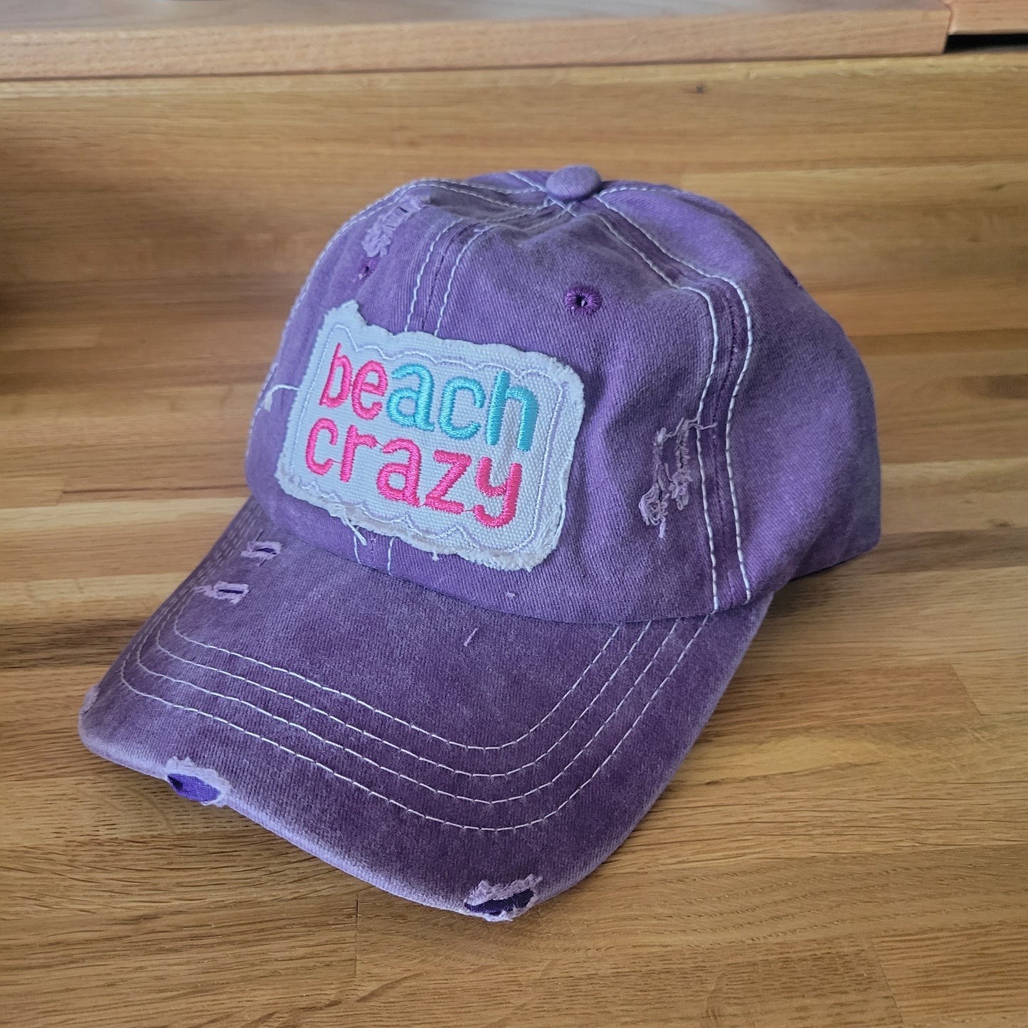 Distressed embroidered Beach Crazy Cap - Gals and Dogs Boutique Limited