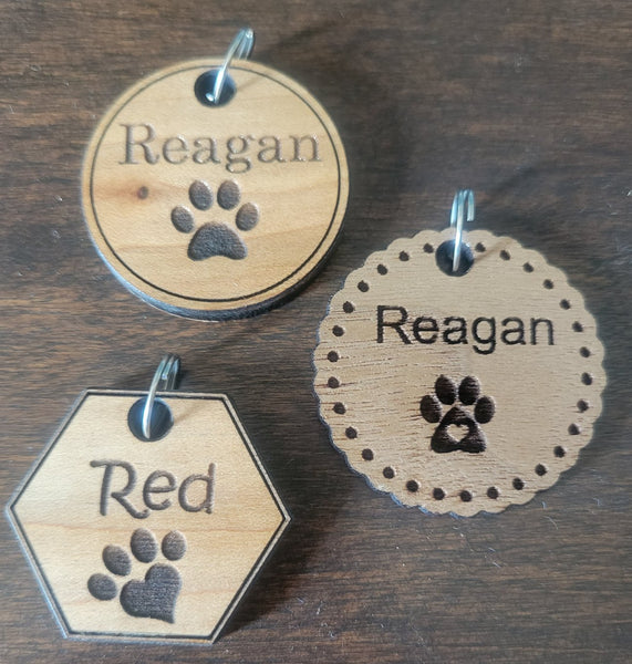 Custom Wood Laser Engraved Dog Tags