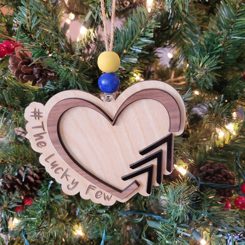 Down Syndrome Heart and Arrows Layered Ornament.