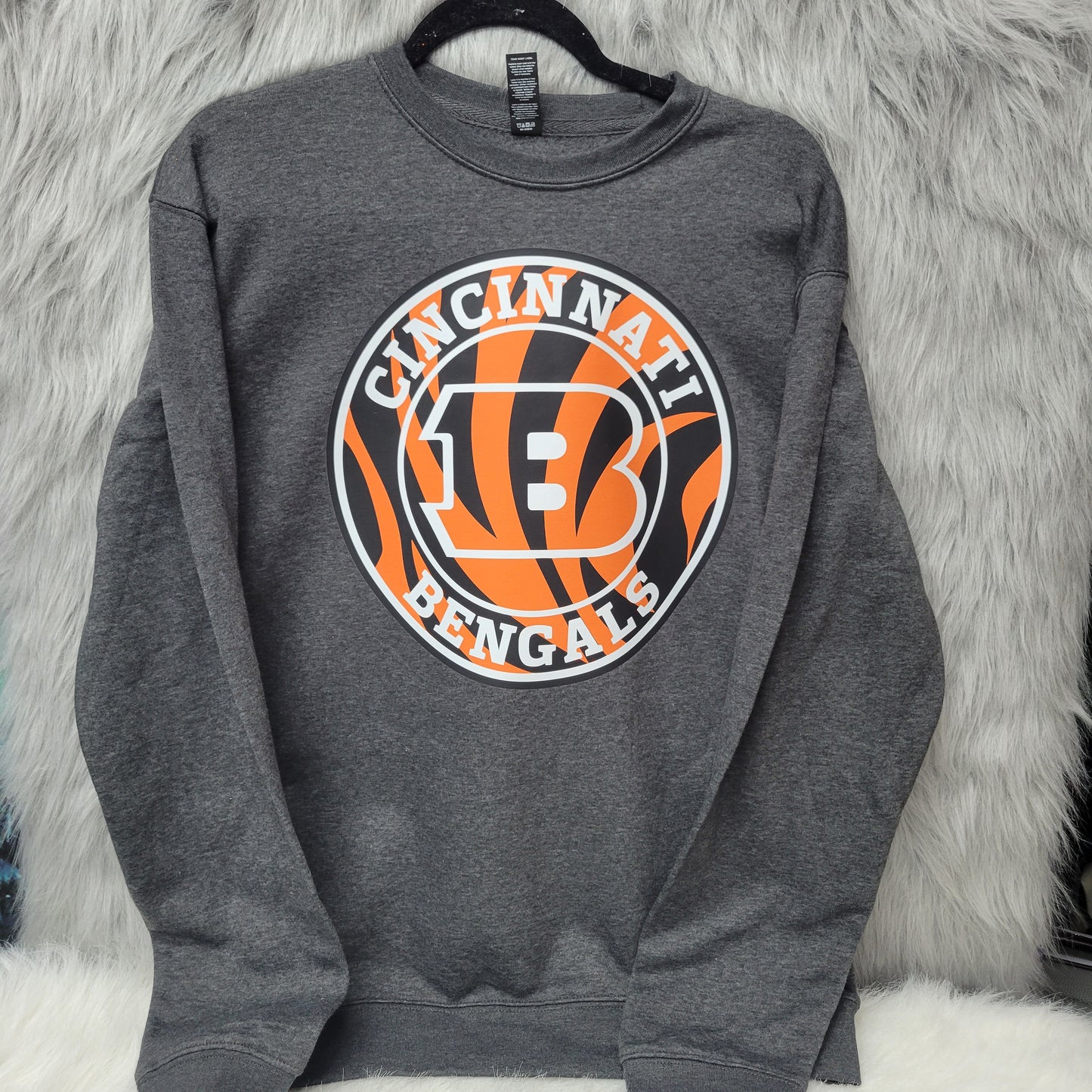 Charcoal Cinci Bengals Crewneck Sweatshirt