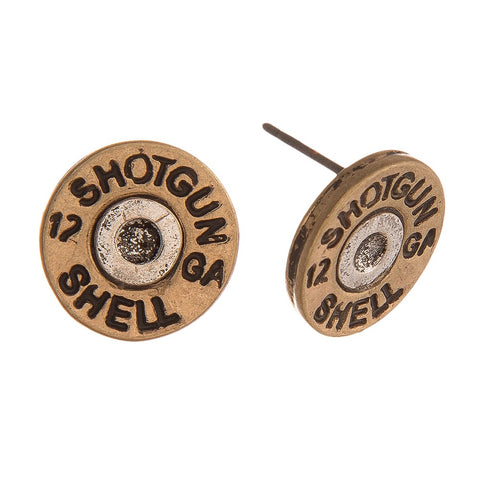 Two tone shotgun shell stud earring - 3 color options - Gals and Dogs Boutique Limited