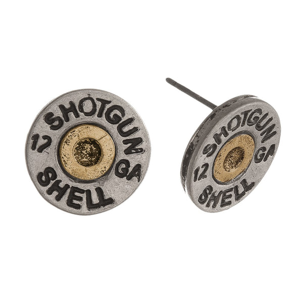 Two tone shotgun shell stud earring - Gals and Dogs Boutique Limited
