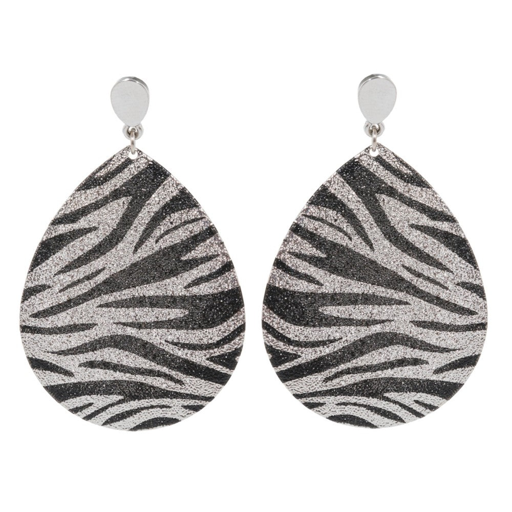 Plated Tiger Print Teardrop Earrings - Gals and Dogs Boutique Limited