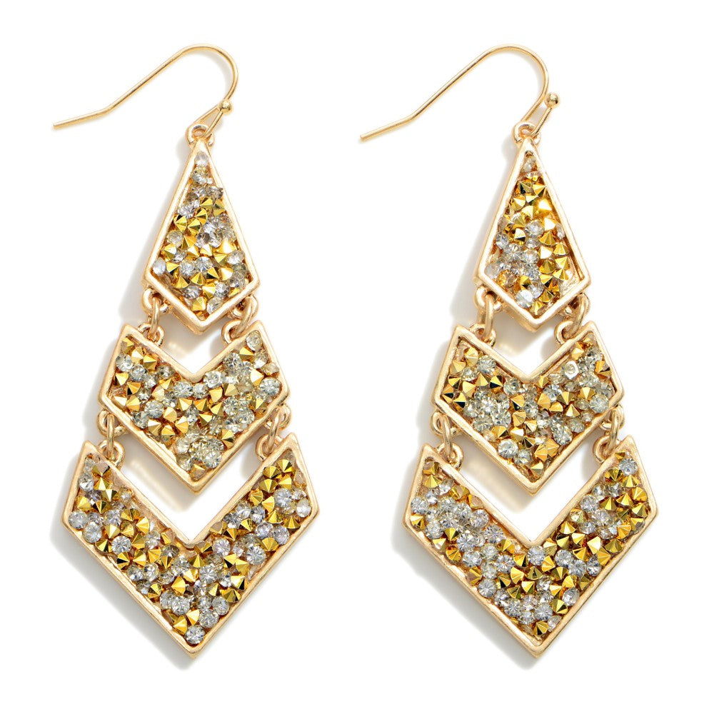 Triple Arrow Drop Rhinestone Encrusted Earring - Gals and Dogs Boutique Limited