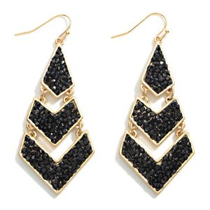 Triple Arrow Drop Rhinestone Encrusted Earring - Gals and Dogs Boutique Limited