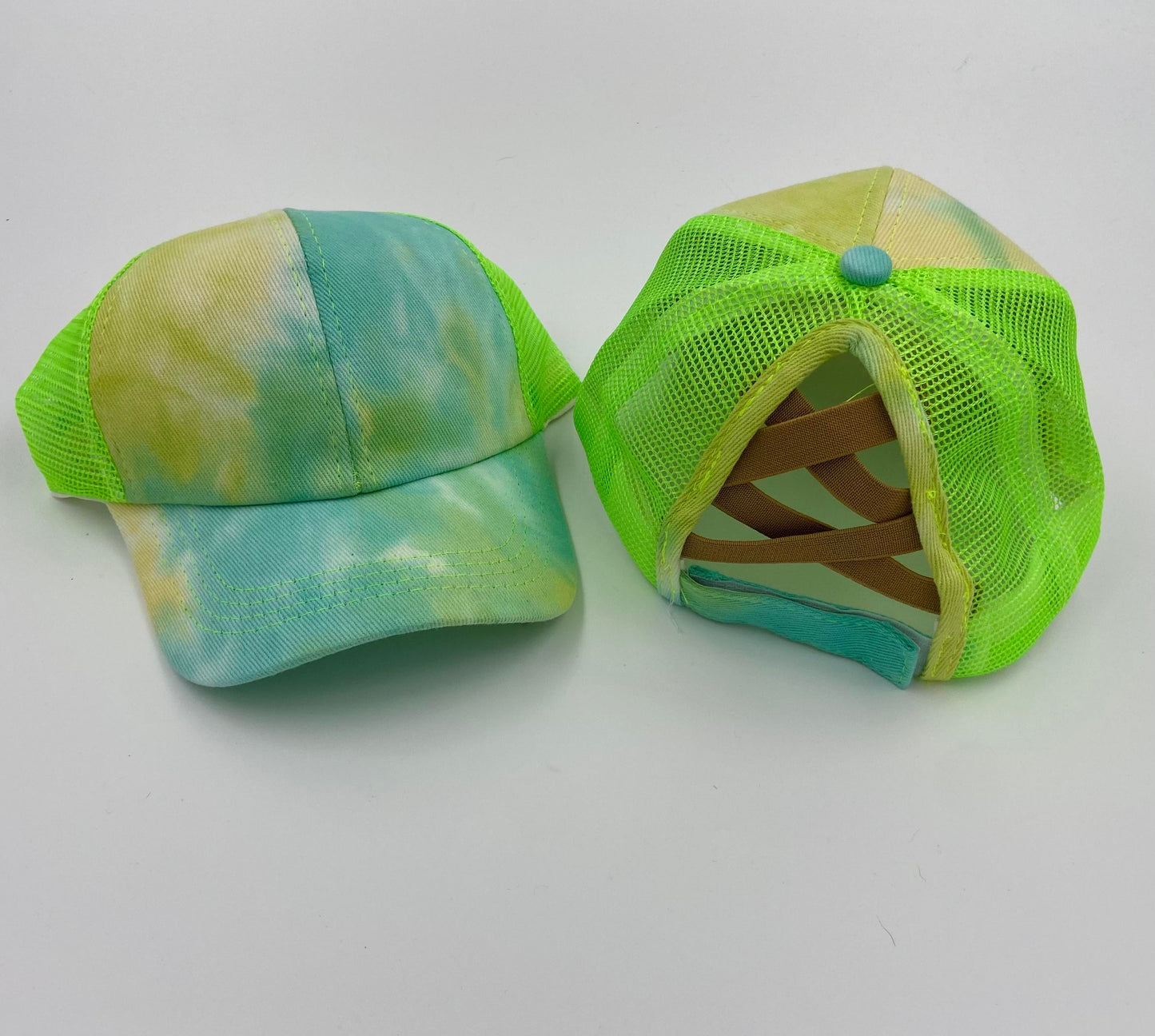 Kids Tie Dye Criss Cross Ponytail Hat - Gals and Dogs Boutique Limited