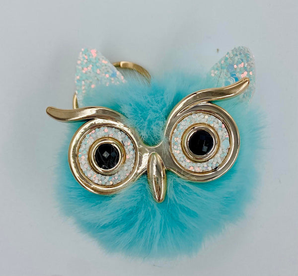 Owl Faux Fur Puff Keyring - Gals and Dogs Boutique Limited
