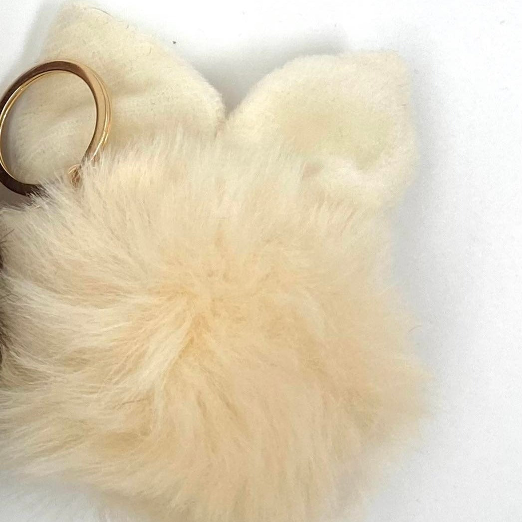 Faux Fur Puff Keyring with Bunny Ears