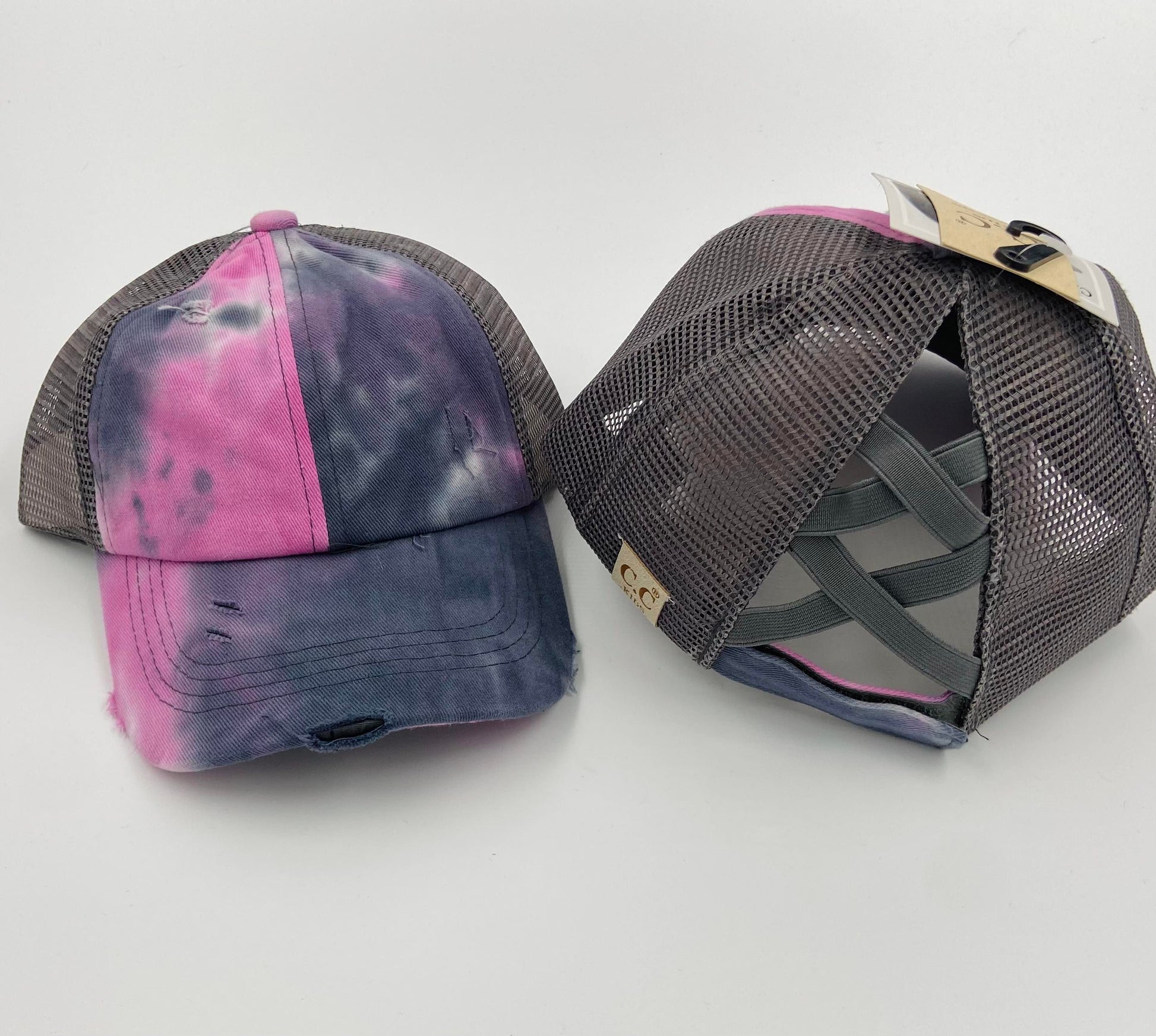 Kids C.C. Tie Dye Criss Cross Ponytail Hat - Gals and Dogs Boutique Limited
