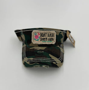 Boat Hair Don't Care Distressed Camo Visor - Gals and Dogs Boutique Limited