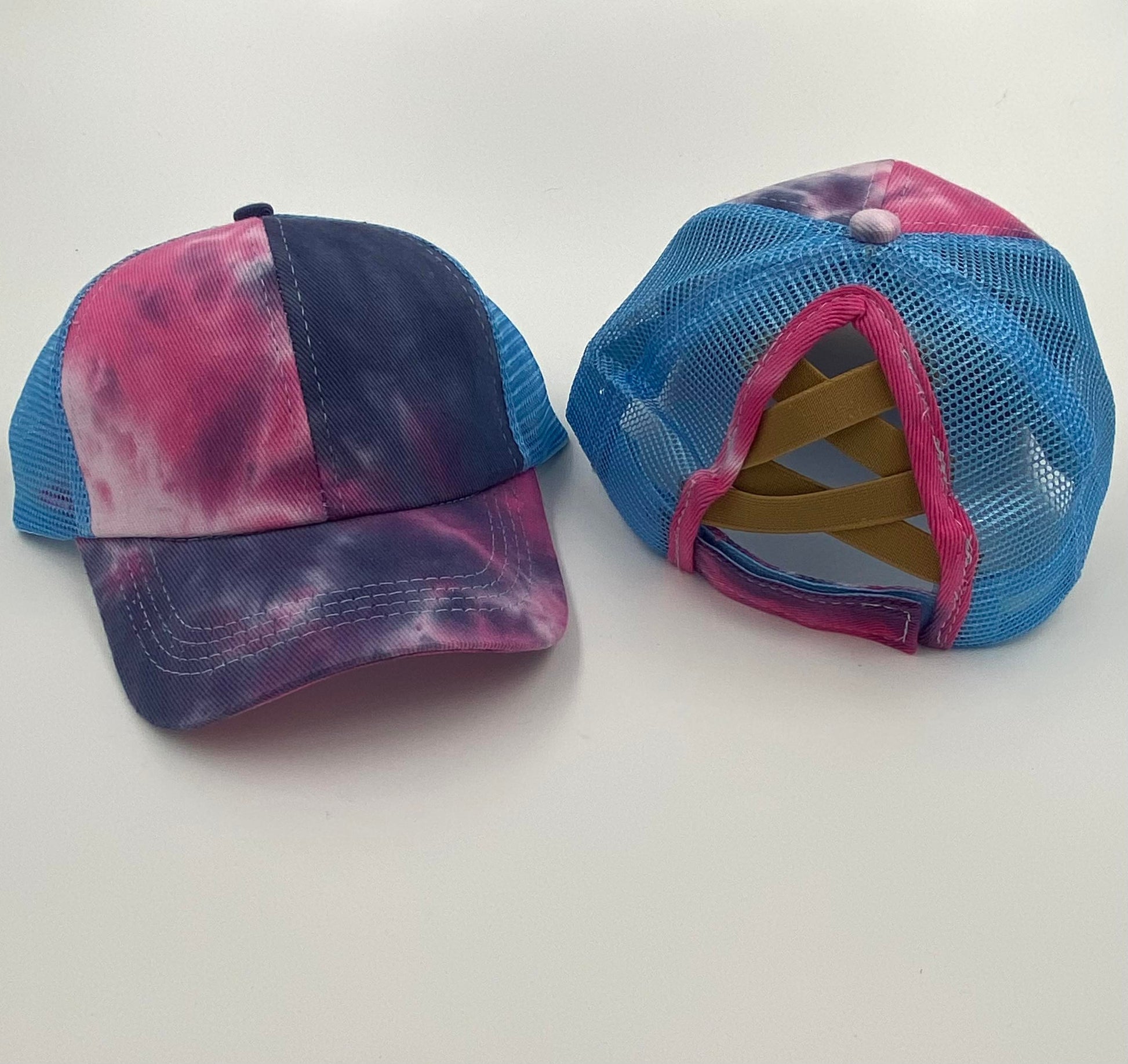 Kids Tie Dye Criss Cross Ponytail Hat - Gals and Dogs Boutique Limited