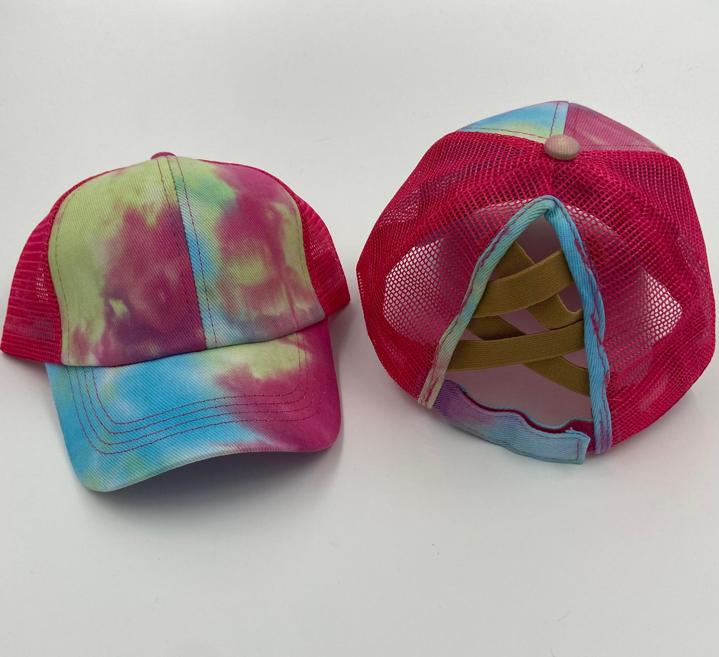 Kids Tie Dye Criss Cross Ponytail Hat - Gals and Dogs Boutique Limited