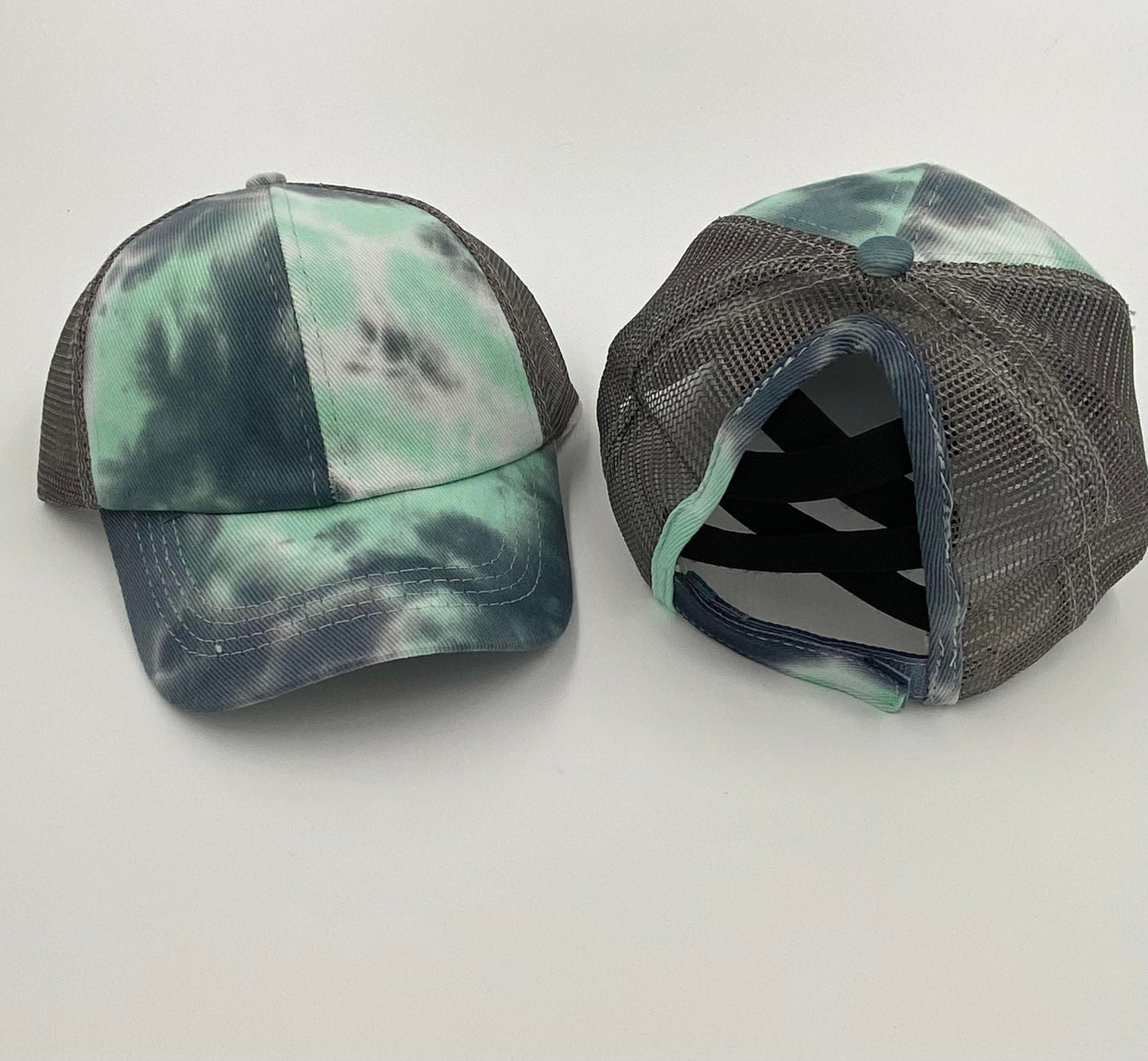 Kids Tie Dye Criss Cross Ponytail Hat - Gals and Dogs Boutique Limited