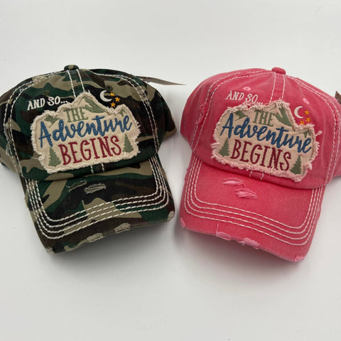 And so... the Adventure Begins Distressed Hat - Gals and Dogs Boutique Limited