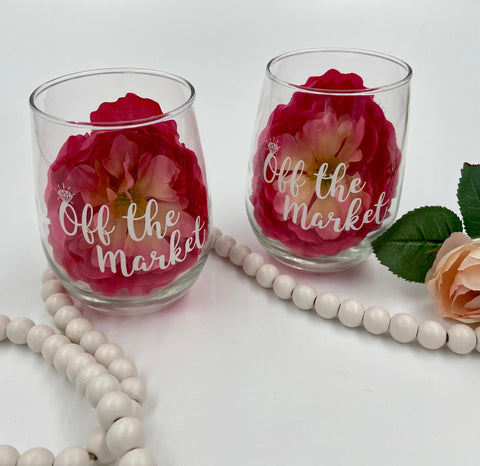 'Off the Market' Stemless Wine Glass - Gals and Dogs Boutique Limited