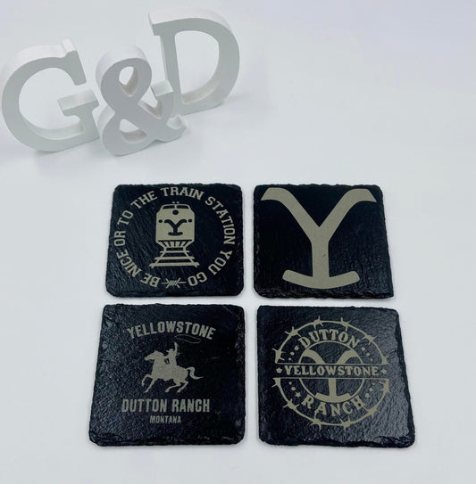 Yellowstone Engraved Slate Coaster Set - Gals and Dogs Boutique Limited