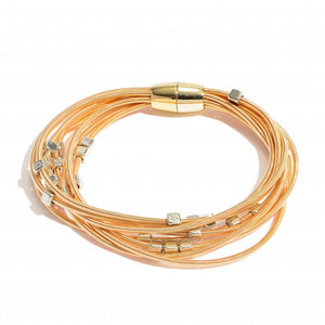Two Tone Beaded Springy Cord Magnetic Bracelet - Gals and Dogs Boutique Limited