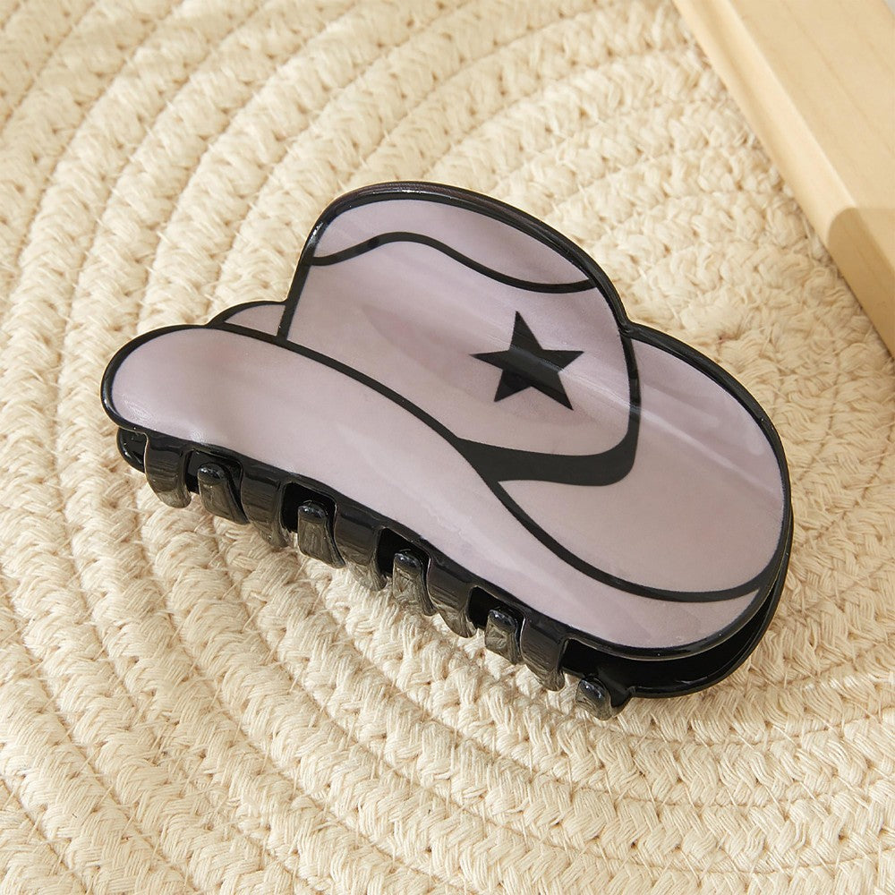 Solid Color Acrylic Cowboy Hat Hair Claw