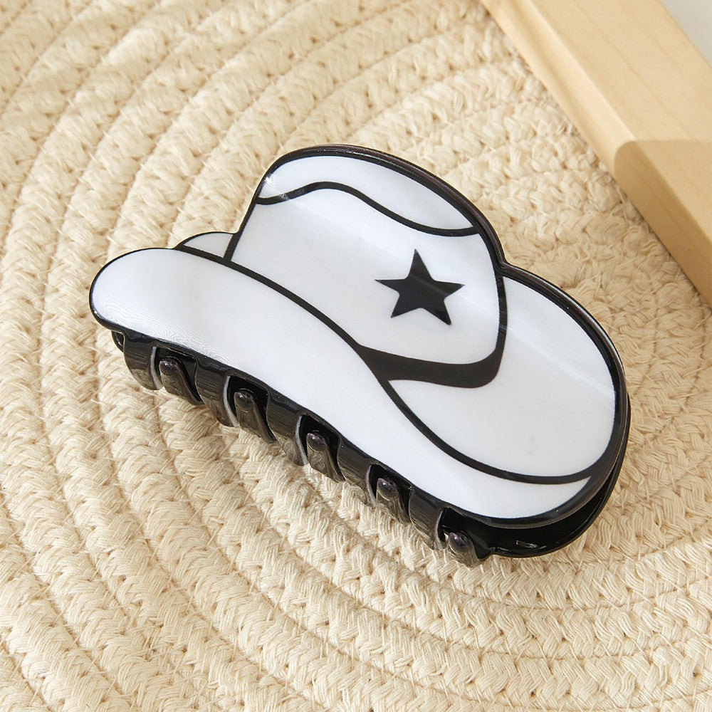 Solid Color Acrylic Cowboy Hat Hair Claw