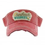 Distressed Sunshine and Whiskey Visor -2 color options - Gals and Dogs Boutique Limited