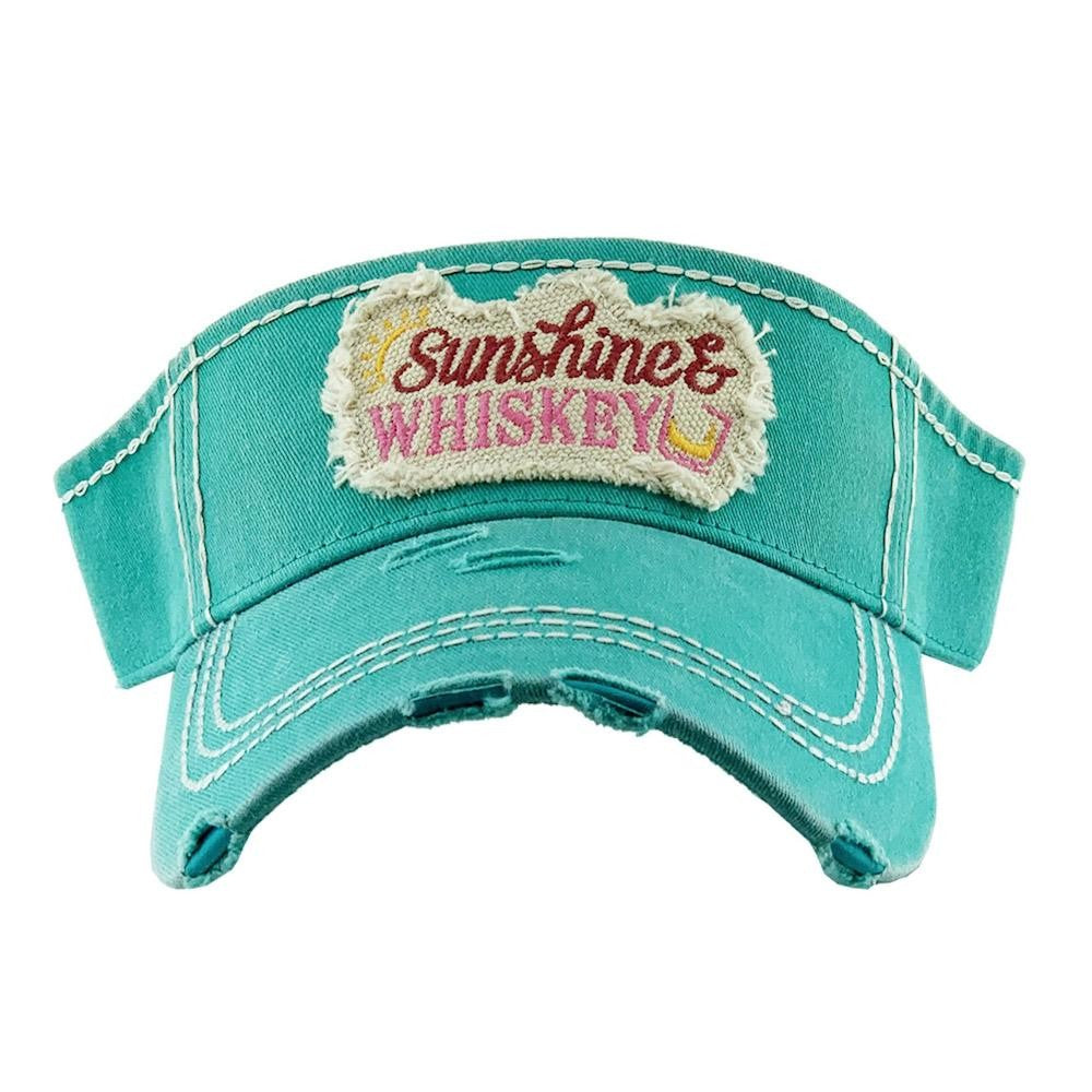 Distressed Sunshine and Whiskey Visor -2 color options - Gals and Dogs Boutique Limited