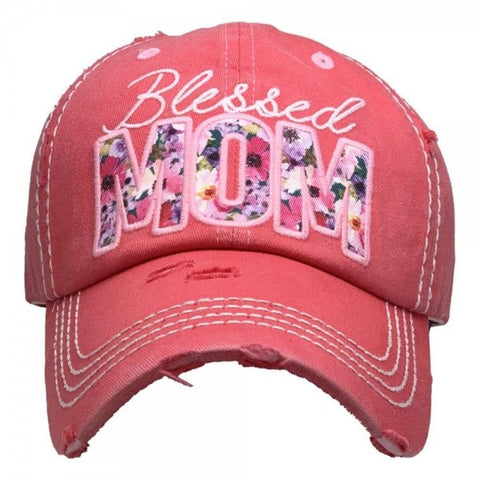 "Blessed Mom" Vintage Distressed Baseball Hat - Gals and Dogs Boutique Limited