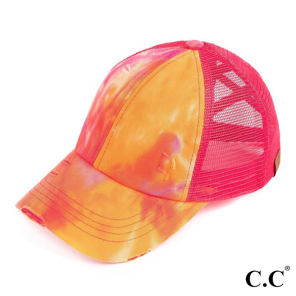 CC Brand Tie-Dye Criss Cross Mesh Ponytail Cap - Gals and Dogs Boutique Limited