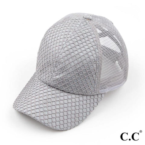 CC Brand Glitter Net Criss Cross Ponytail Cap