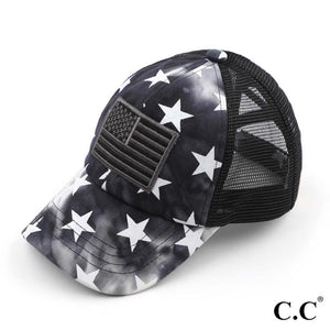 CC Brand Black and White Stars and American Flag Criss Cross Hat - Gals and Dogs Boutique Limited